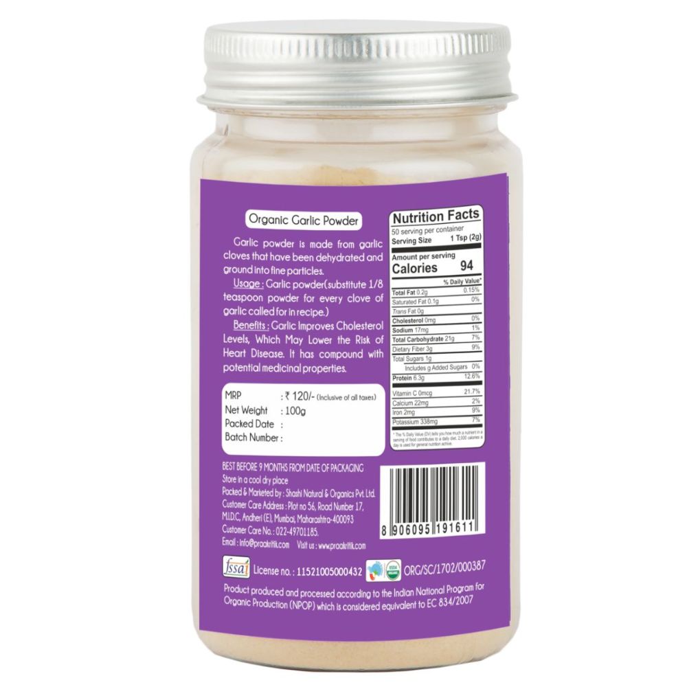 Organic Garlic Powder | 100 G | Praakritik